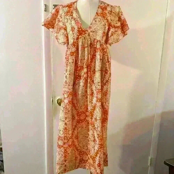 Maeve by Anthropologie 100% Cotton Printed Flutter Sleeve Babydoll Dress Size XS - Picture 7 of 13